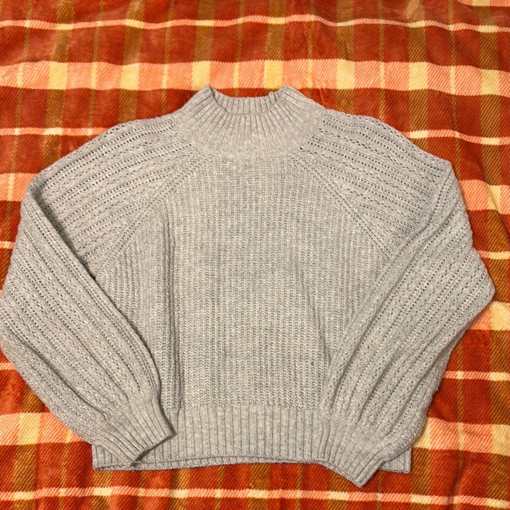 Pink Rose Gray Cowl Neck Sweater Oversized Knit